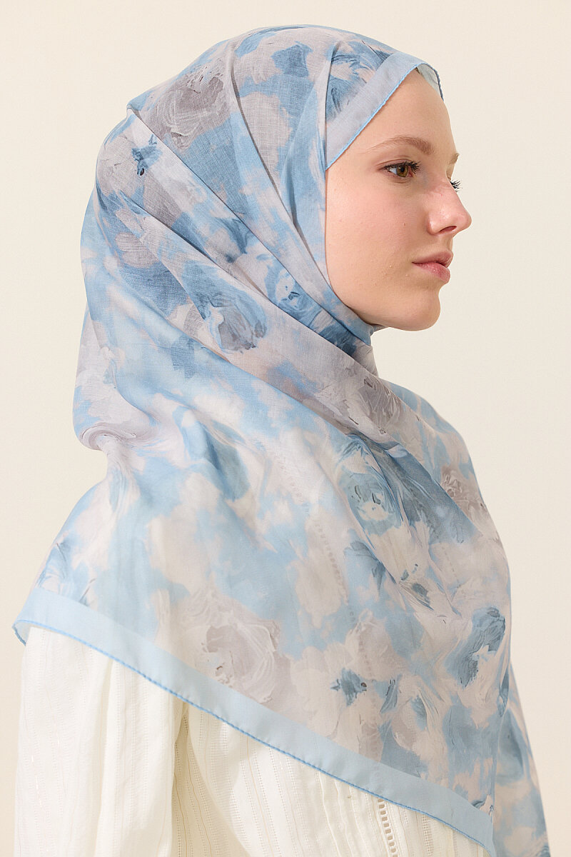 Zenya Soft Pamuk Şal - Mavi - 4