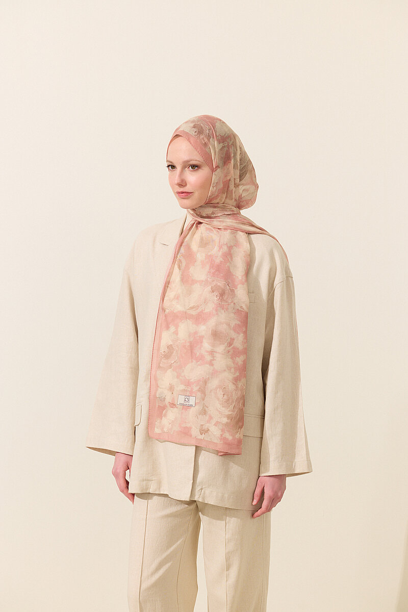 Zenya Soft Pamuk Şal - Pudra - 1