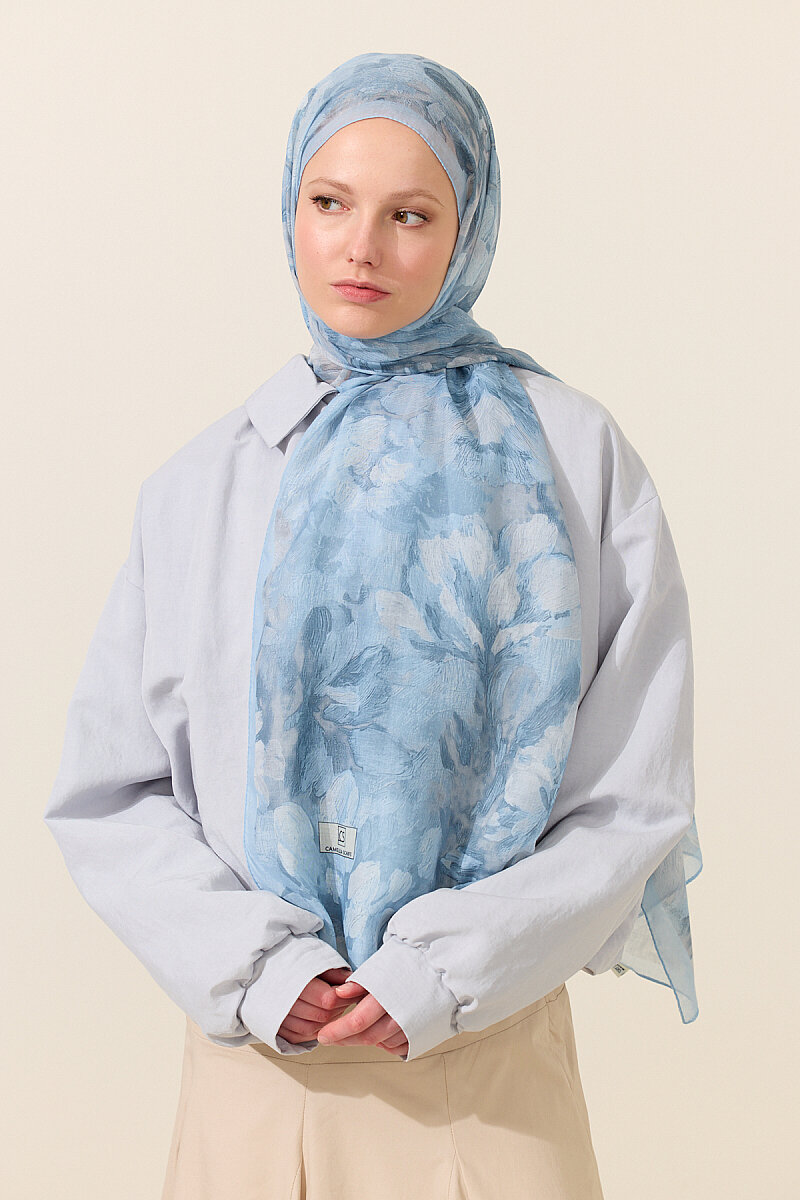 Aveline Soft Pamuk Şal - Mavi - 1